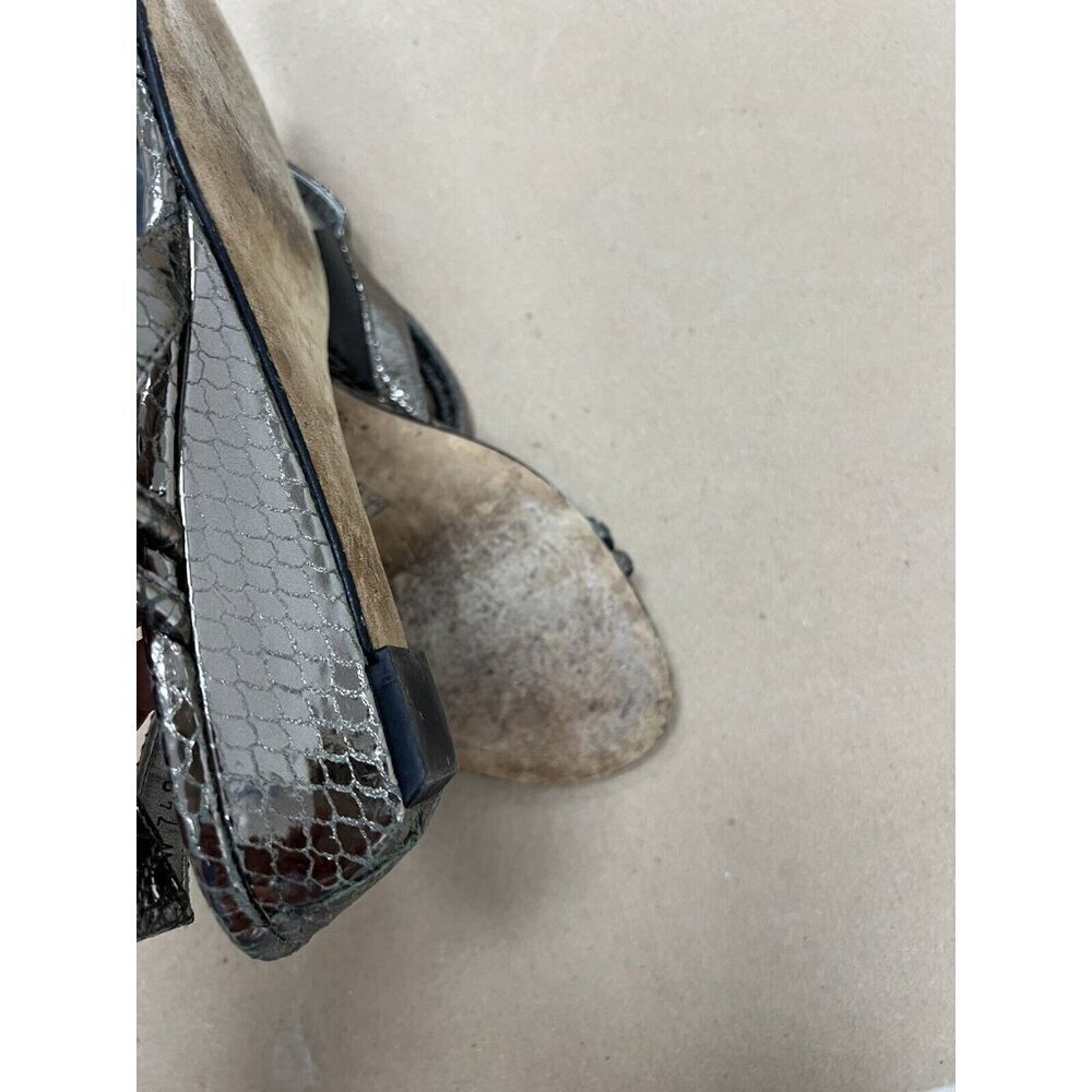 Stuart Weitzman Rolldown Metallic Micro-Wedge San… - image 5